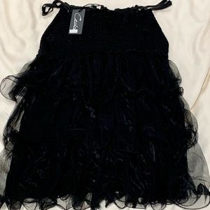 Celine shoulder strap black dress